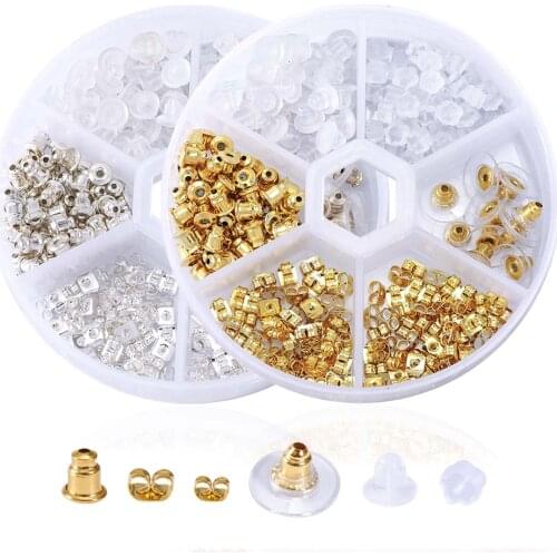 260pcs fashion DIY jewelry earring stopper mixed color pieces earring accessory kit box set