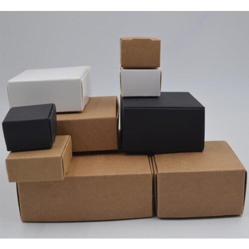 5pcs/lot 20 Sizes Small Black/White/Brown DIY Paper Box Blank Cardboard Paper Carton Box Wedding Party Birthday Favor Gift Box