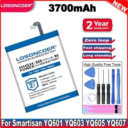 LOSONCOER DC601 3700mAh Battery For Smartisan U1 YQ601 YQ603 YQ605 YQ607 DC601 Mobile Phone Battery