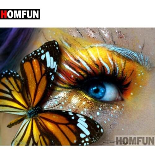 HOMFUN "Butterfly eye" Diamond Painting 5D Full Square/Round Drill Home Decor DIY Diamond Embroidery Cross Stitch A15492