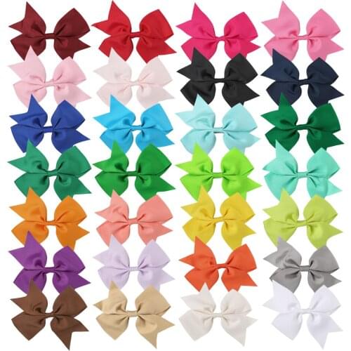 28pcs 5" Grosgrain Ribbon Swllowtail Bows With/ Without Clips Big Hair Bows Barrettes Childrens Hairpin