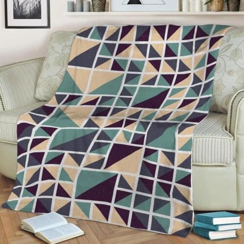 Abstract Geometric Pattern 3D Printed Velvet Plush Throw Fleece Blanket Bedspread Sherpa Blanket Home Decora