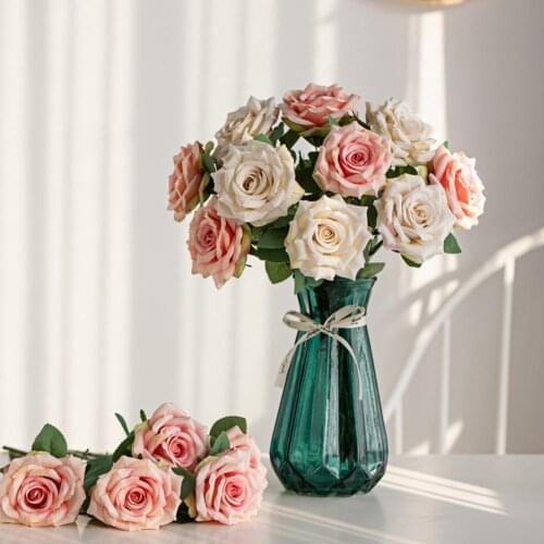 Plantas Flower Bright-colored Excellent Workmanship Faux Silk Flower Decorative Wide Application Fake Rose Flower for Home