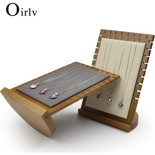 Oirlv wooden display necklace pendant chain bracelets holder Jewelry Organizer Tray Necklace Display showcase