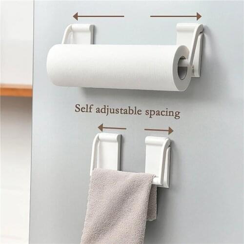 Paper Towel Holder Width-Adjustable Punch-Free Magnetic Paper Towel Rack for Kitchen Living Room Office Bathroom Racks Storage