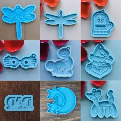 DIY Silicone Dragonfly Gloves Pendant Resin Mold Letter DAD Keychain Balloon Dog Resin Casting Mold Resin Crafting Tools