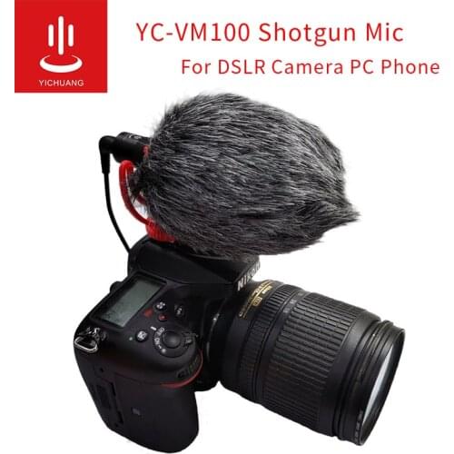 For YC-VM100 Microphone Cardioid Shotgun for iPhone Android Smartphone Canon Nikon Sony DSLR Camera Consumer Camcorder PC Mic