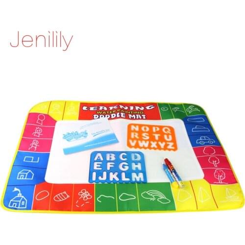 Water Drawing Board & 2 Magic Pen Alphabet Board Coloring Books Reusable Water Doodle Mat Educational Toys for Children 74x49cm