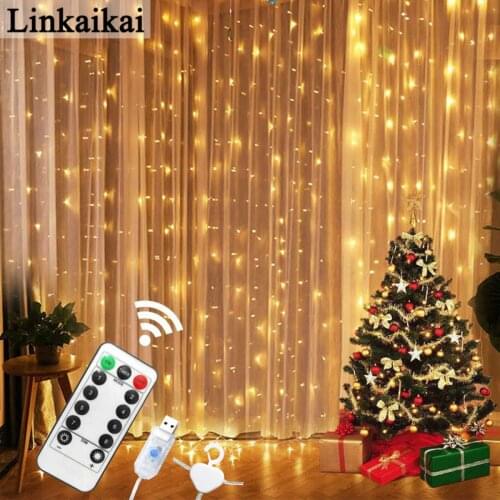 3m 100/200/300 LED Window Curtain String Light Flash Fairy Garland 2020 Merry Christmas Decorations for Home Happy New Year 2021