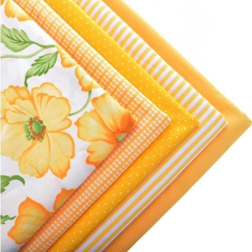 Cotton Fabric Tissue For Needlework Sewing Material Hometextile For Sheet Dress Cushion Doll Bags For 5pcs Yellow 40x50cm