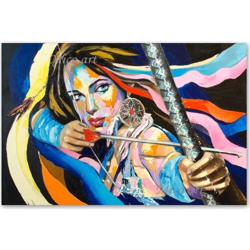 Hotest Lady Portrait Painting Bedroom Wall Decorative Girl Playing Arrow Colors Oil Painting Modern Figure Canvas Wall Art