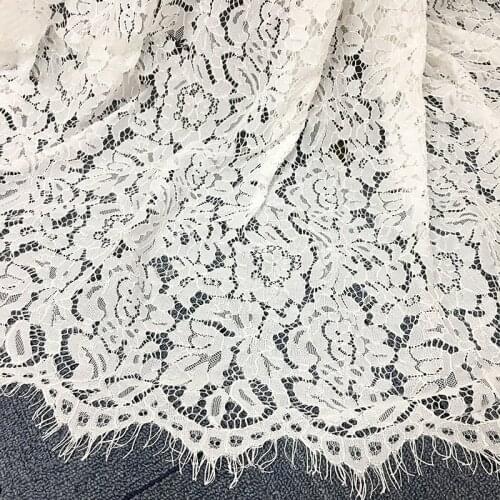 GLace 3M/Lot Flower Car Bone Lace Eyelash Fabric White Wedding Dress Decoration Diy Clothing Fabric Material TX1026