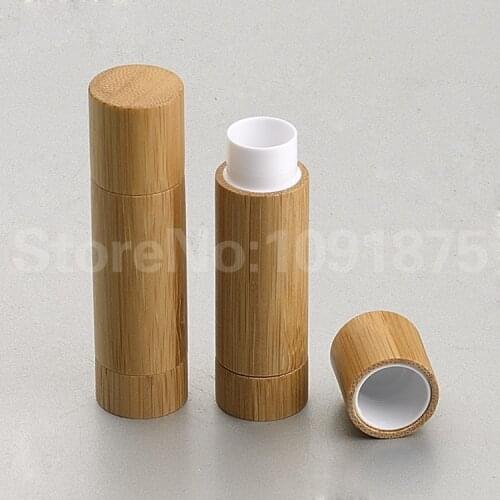 20pcs/lot 5ml Round Natural bamboo lip balm container lipstick tube DIY cosmetic lip gloss bottle makeup lip stick tube