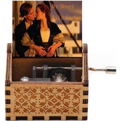The Titanic Movie Theme Music Box My Heart Will Go on Creative Print Hand Wooden Musical Box Toy Wife Girlfriend Gift