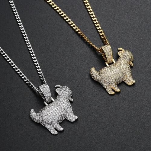 Hiphop Goat Sheep Pendants Necklaces Punk Cubic Zirconia Twist Chains Animals Shape Necklaces for Men Party Gifts Jewelry