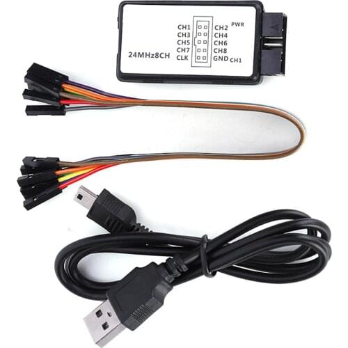 USB Logic Analyzer 24M 8CH LA1002 Mini Portable USB 5MHz 24M 8 Channel Logic Analyzer Device Set with Cables
