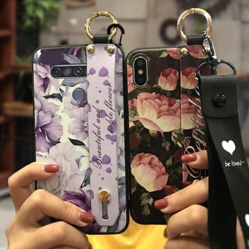 Shockproof Silicone Phone Case For LG K61 Back Cover For Girls Flower Dirt-resistant Durable