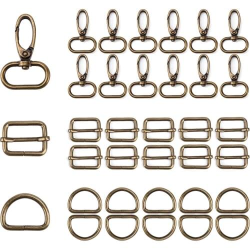 60Pcs Rectangle Adjuster Triglides Slides Buckle D Rings and Swivel Snap Hooks Tri-Glide Buckles for DIY Accessories(25mm)