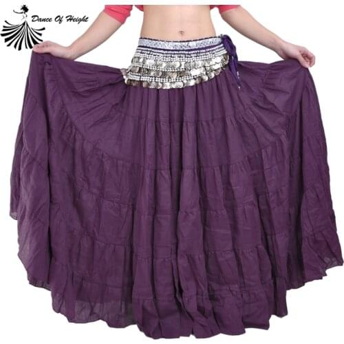 Plus Size 38 inches Long Tribal Fusion Skirt Belly Dance 8 Yard Skirt Bohemia Gypsy Maxi Skirt Purple