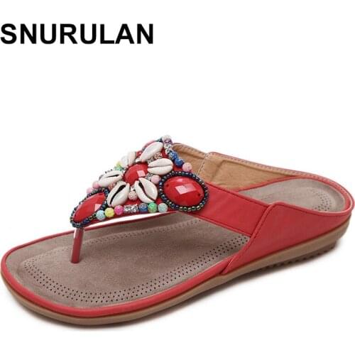 SNURULANSummer women casual Comfortable Breathable Flat sandals woman Soft bottom flip flop beach sandals fashion womanshoesE179