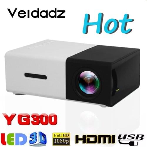 VEIDADZ YG300 LED mini projector supports 1080P playback 480x272 pixels portable home media projector built-in speaker player