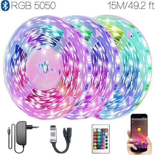 49.2 ft (15M) DIY mode Discoloration Bluetooth Smart Waterproof Ruban Led RGB 5050 Decoration For Family Ceiling Festival Party