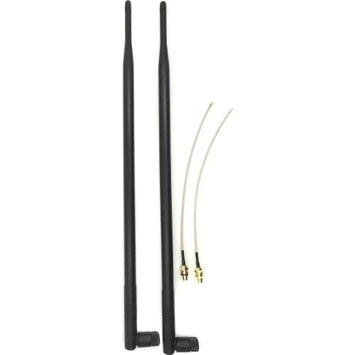 Omni-Directional Wi-Fi Long Range Dual Band 9 Dbi Antenna 2.4/5Ghz 802.11n/b/g and 2 RF U.FL Mini PCI to RP-SMA Female Pigtail
