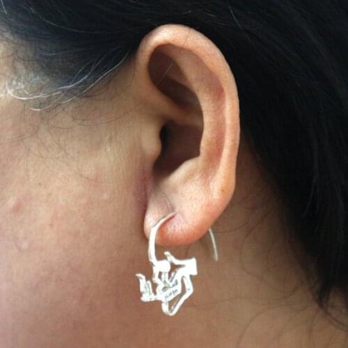 Chandler Skull Earring For Women Men Large Skull Hook Earring Minimalist Day of the Dead Halloween Gift Goth Stainless Jewelry