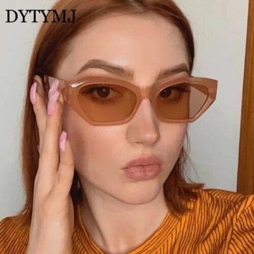 DYTYMJ Cat Eye Sunglasses Women Fashion Polygon Small Frame Sunglasses Women Candy Colors Gradient Shades for Women Gafas Hombre