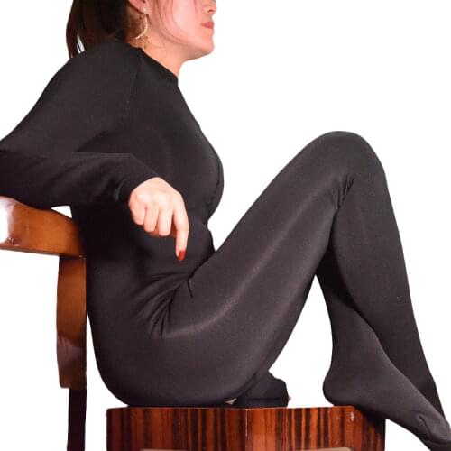 Sexy Women Shiny Full Bodysuit Open Crotch Sexy Tight Bottom Wear Bandage Cocoon One Piece Thong Bottom Warm Wear F64