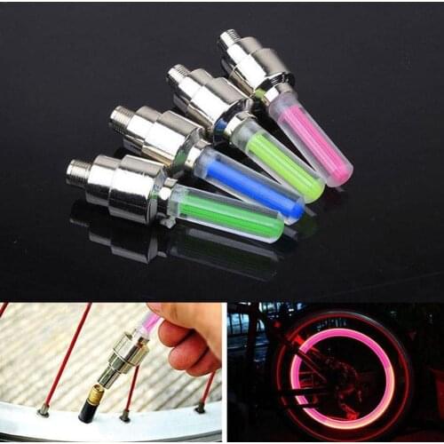 1Pair 4 Colors LED Bike Gas Light Mountain Road Bike Tire Bike Valve Cycling Wheel Spokes Neon Accessories Light Spoke Caps C9K2