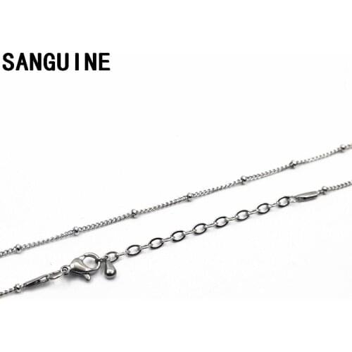 1pcs Floating Locket Chains 45+5cm Stainless Steel Silver Bead Chain Necklace Lobster Clasp Chains Jewelry For Women Necklace