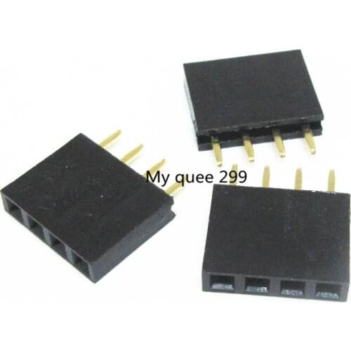 20 pcs 4P 2.54mm Female Header Single Row Straight Pin Socket 1*4 Strip Pitch Connector