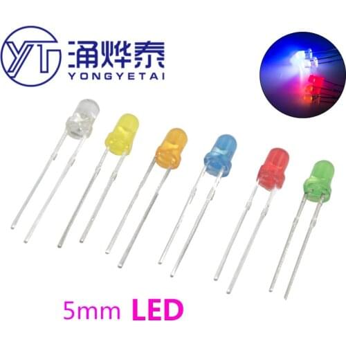 5MM Φ5 with brim F5 LED light Red Blue Green purple Orange Yellow White emitting diode super bright with edges