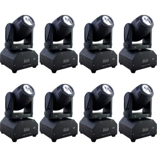 8 pcs 10W RGBW 4IN1 Rotating LED Beam Moving Head Light DMX DJ Disco Projector Sound Party Club Beam Lights