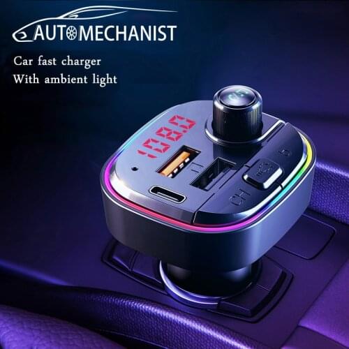 Car Bluetooth 5.0 FM Transmitter Dual USB Car Fast Charger Auto MP3 Player Cigarette Lighter Adapter Auto Charger Accessories
