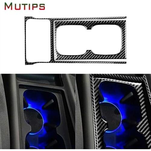 Mutips Car Water Cup Holder Panel Frame Strip 2pcs/set Cover Carbon Fiber Sticker Accessories For Honda Civic 8th Gen 2006-2011
