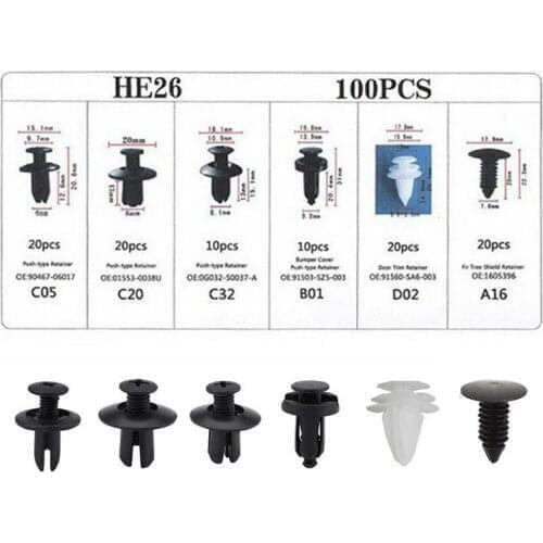100-piece car fastener rivet kit For Jaguar XF XJ XJS XK S-TYPE X-TYPE XJ8 XJL XJ6 XKR XK8 XJS X320 X308