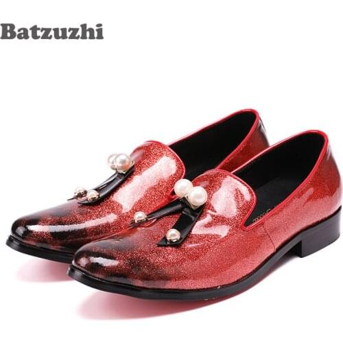 Batzuzhi Luxury Fashion Shoes Men Light Red Leather Mens Loafers with Tassel Wedding and Party Casual Shoes Men Zapatos Hombre