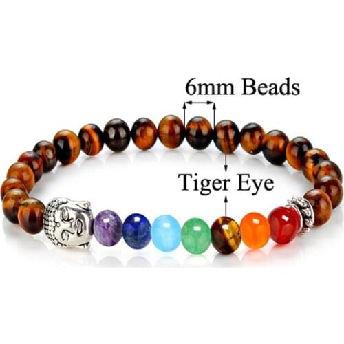 Unique Buddha Head Beads Bracelet Tiger Eyes Stone Bracelets Bangle Jewelry for Men and Women Drop Shipping YP8427