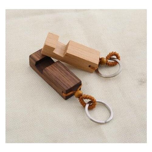 Wood Keychain Phone Holder Rectangle Wooden Key Ring Cell Phone Stand Base Gift Key Chain 2styles gift