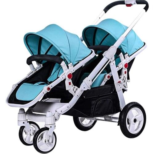 Twin baby stroller, foldable and detachable, two seat baby stroller, directly supplied by manufacturer