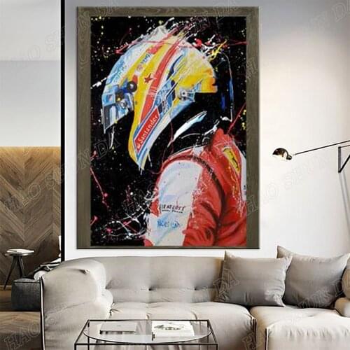 Art Prints Modular Canvas Painting Poster F1 Driver Alonso Red Abstract Wall Unique Picture Bedroom Living Room Decorative Frame