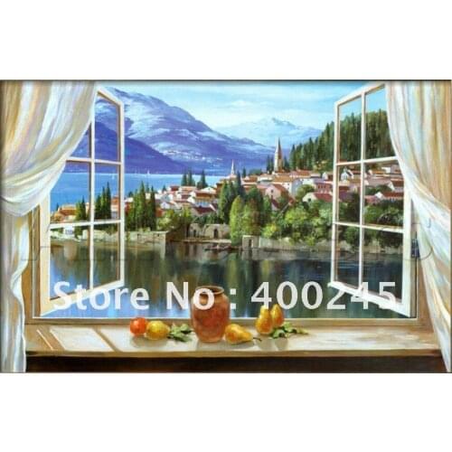 Handmade Oil Painting Landscape Art Modern Picture For Wall Decor Lake Flowers Beautiful Canvas Artwork Living Room Bathroom
