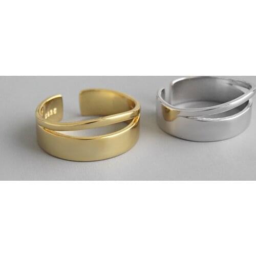 100% 925 sterling silver double layered rings for women finger fine jewelry, minimalist adjustable ring silver 925 woman gifts