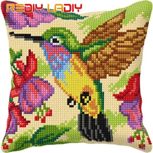 Cross Stitch Cushion Cover Happy Christmas Bear Pillow Case Pre-Printed Canvas Acrylic Thick Yarn Cross-stitch Needlepoint Kits