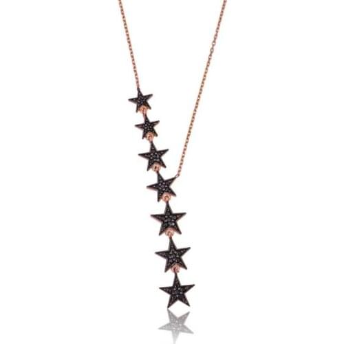 KUTAYDAN 925 Sterling Silver Black Shooting Stars Lady Necklace