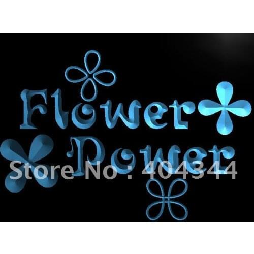 LK345- Flower Power Slogan Decor Home LED Neon Light Sign home decor crafts