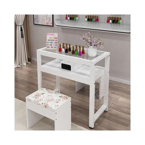 Manicure table chair set simple single double manicure table glass surface economic small net red table