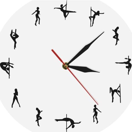 Pole Dancers Minimalist Design Modern Wall Clock Night Club Wall Decor Sexy Chick Dancing Strippers Decorative Clock Watch Gift